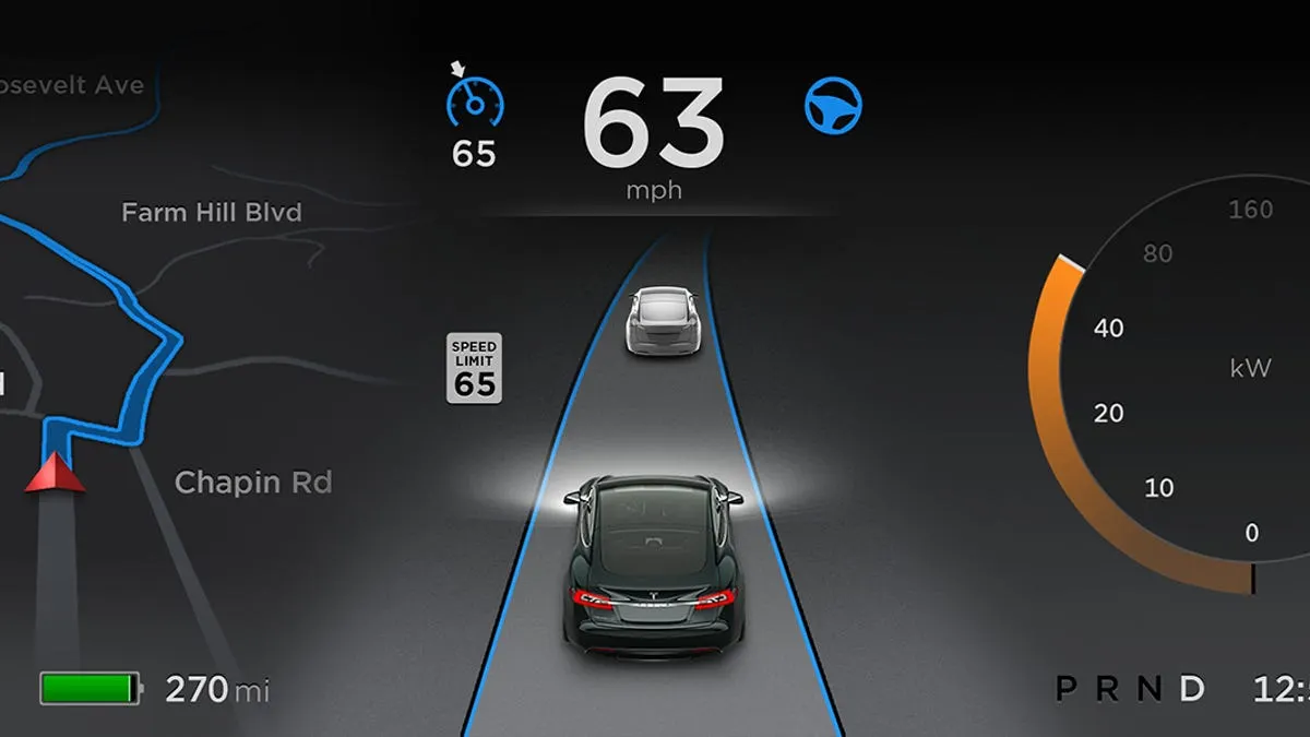 A self-driving vehicle interface visualizing the road ahead